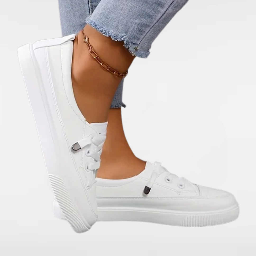 Damen Sneaker mit orthopädischer Einlegesohle in Weiß für Alltag und Freizeit. Komfort & Fußgesundheit.