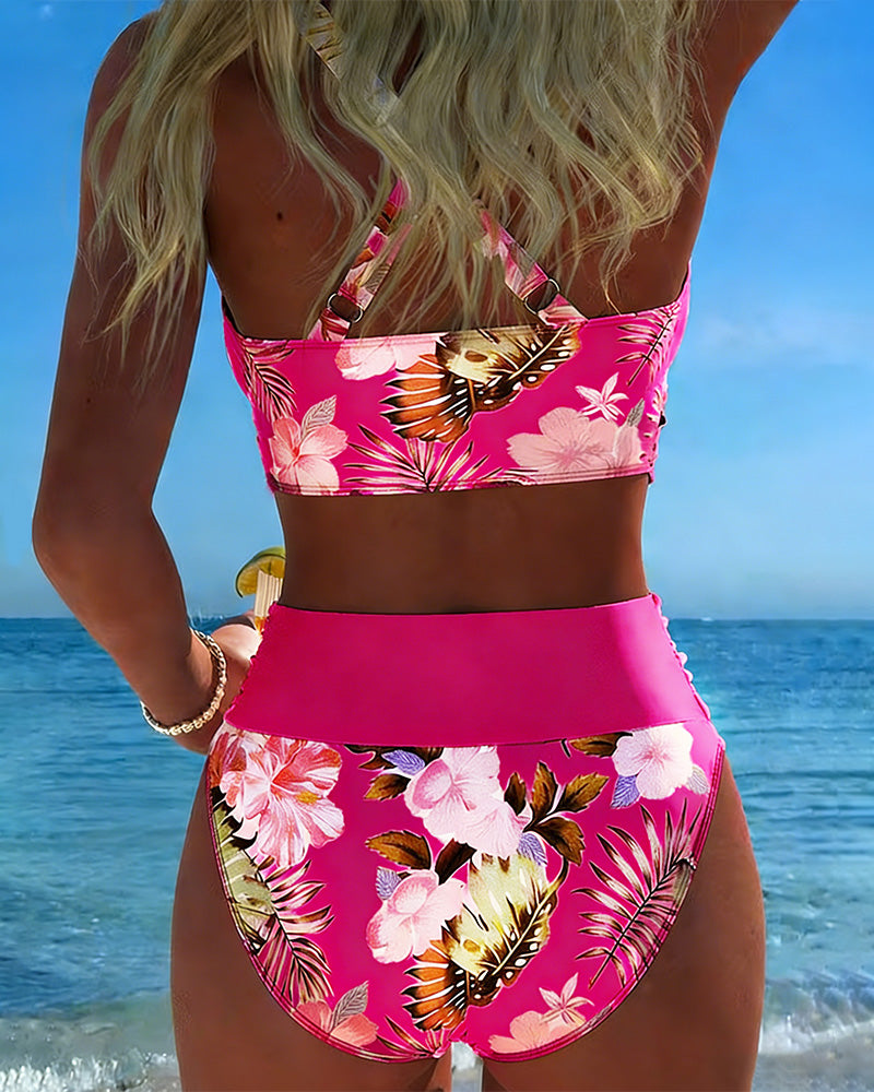 Komfortabler Damen Floral Kontrast Bikini, stylische Bademode für einen unvergesslichen Sommer.