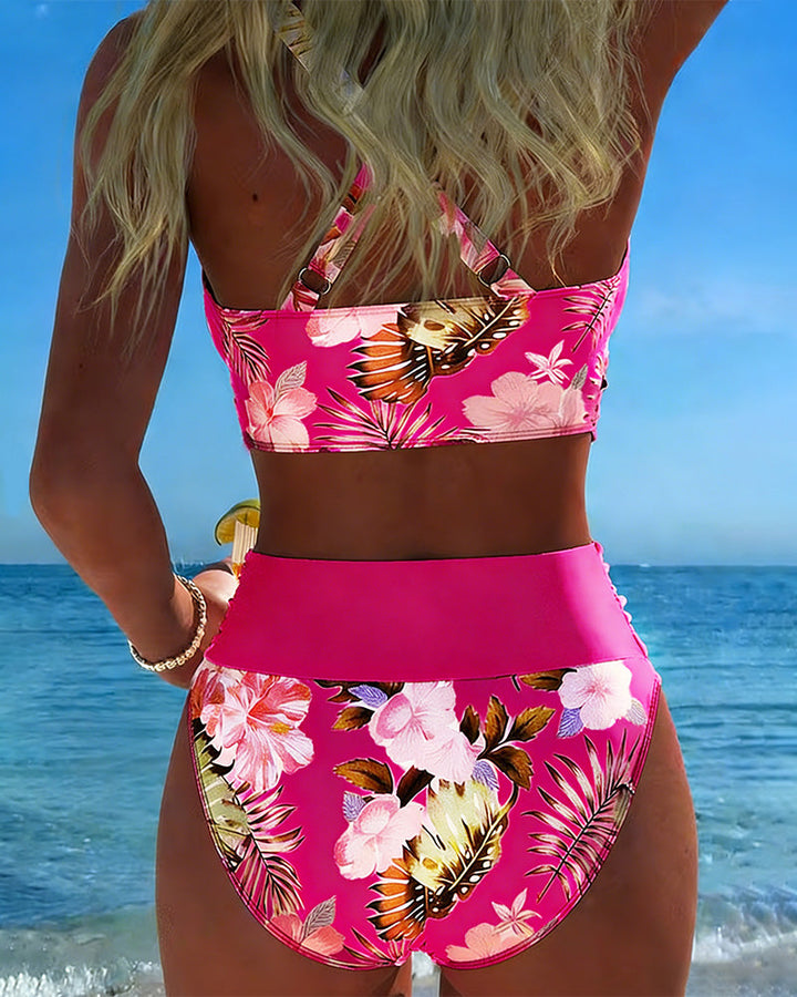 Komfortabler Damen Floral Kontrast Bikini, stylische Bademode für einen unvergesslichen Sommer.