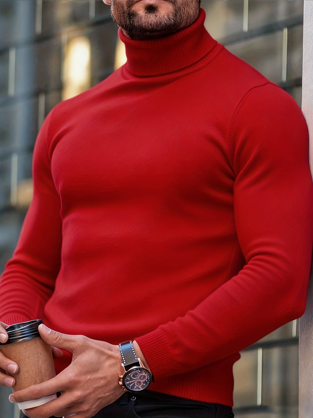 Vielseitiger Herren Rollkragenpullover, passt hervorragend zu casual und eleganten Outfits, komfortable Passform.