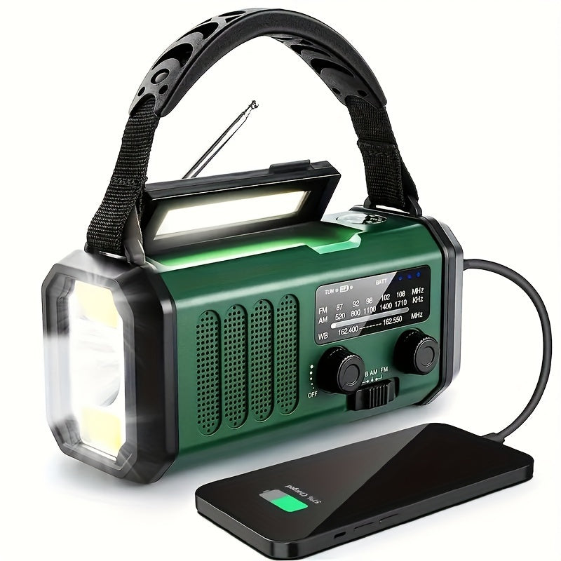 SurvivorPowe Notfallradio mit Solarfunktion, Handkurbel und USB-Ladegerät für Outdoor & Krisen.