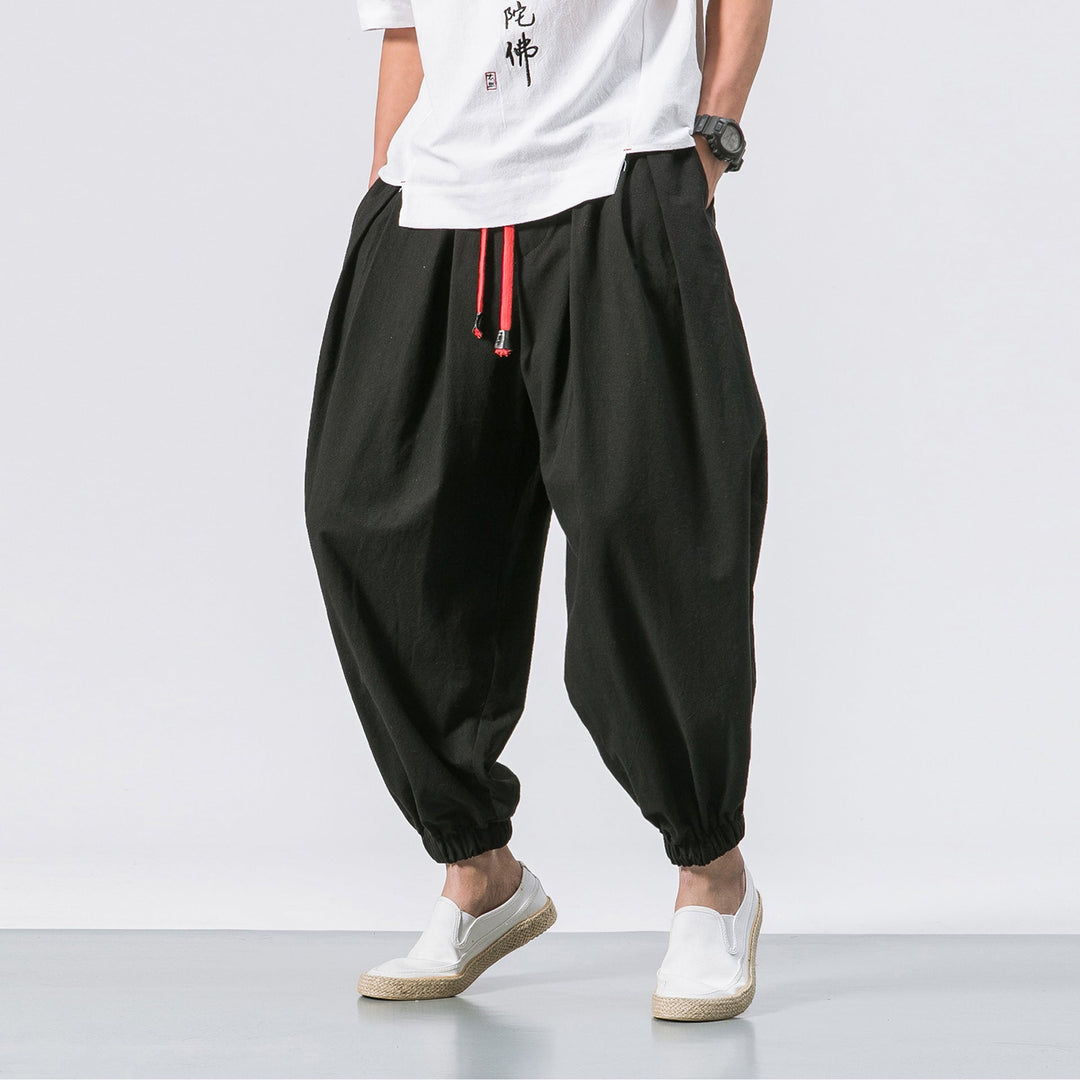 Stylische Herren Haremshose, lockere Passform, sehr bequem, Kordelzug & Bündchen, perfekt für Streetwear-Look.