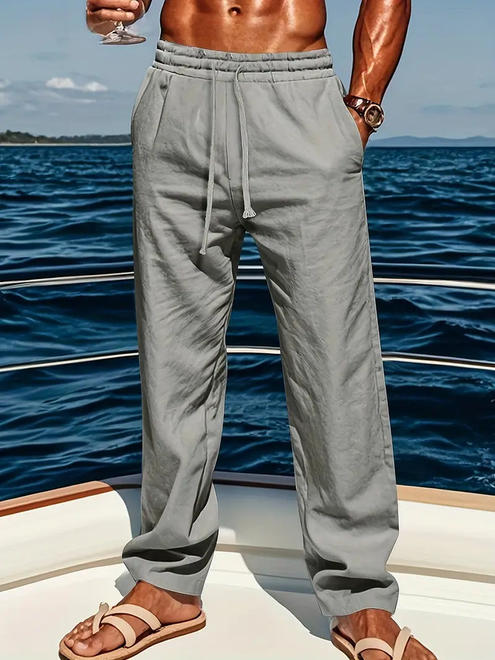 Herren Casual-Hose für den Sommer, grau, locker & atmungsaktiv. Komfortabel & elegant.