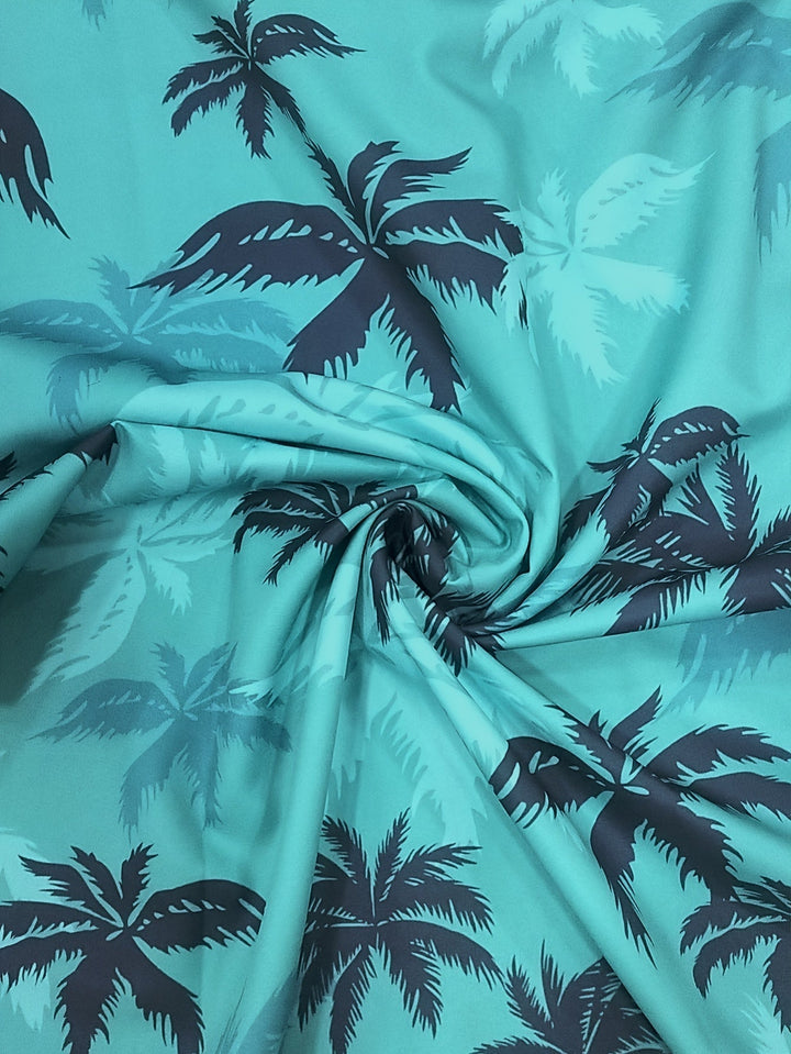 Modisches Herren Freizeithemd mit tropischem Palmenmuster in Blau, ein Must-have für den Sommer.