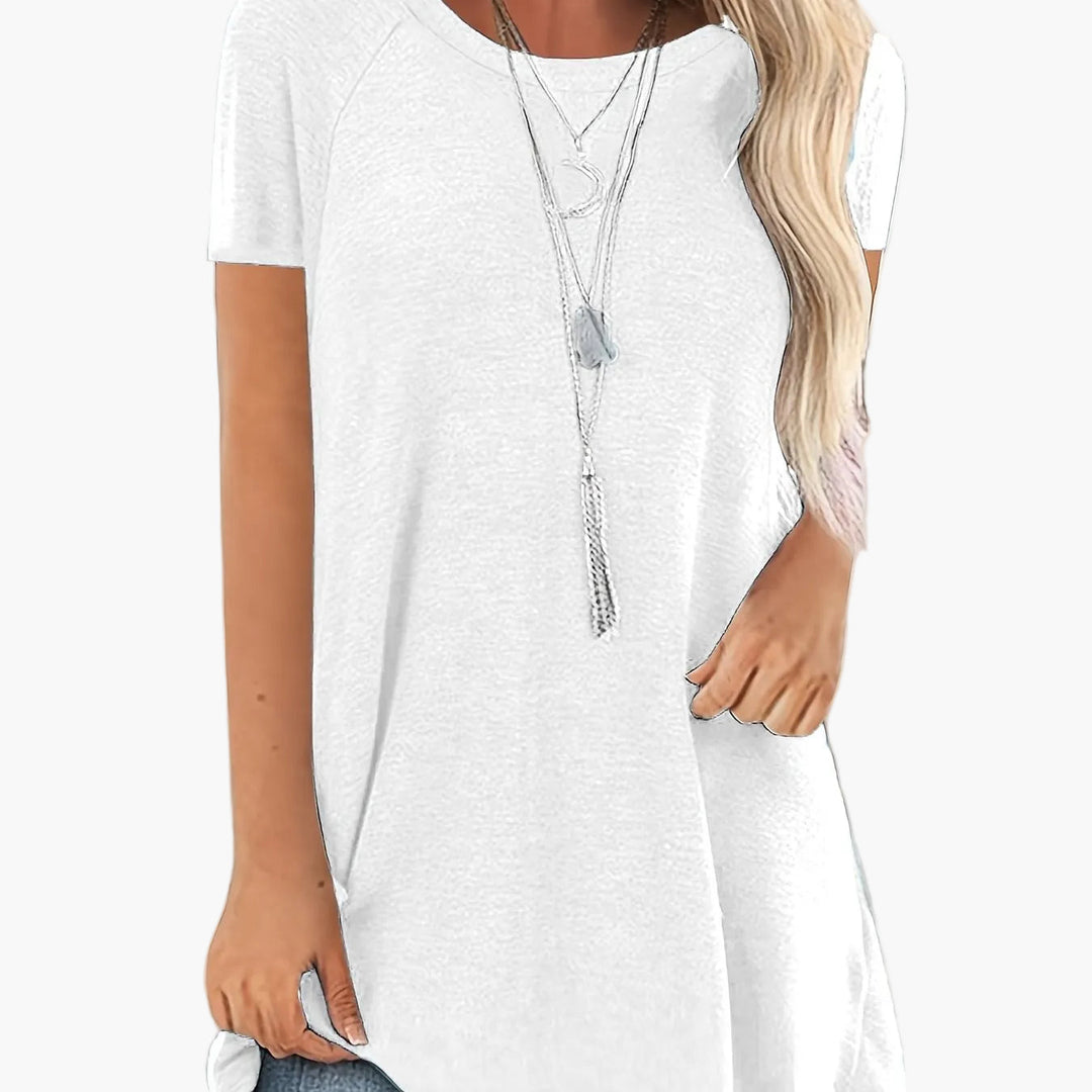 Einfaches Damen Tunika T-Shirt, Kurzarm Basic Oberteil für Komfort.