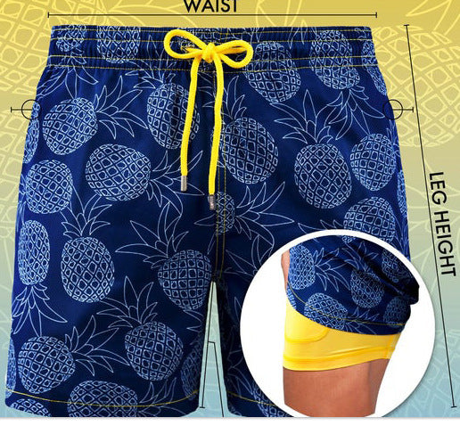 Modische Herren Doppellagige Badehose, ideal für Strand & Schwimmen. Komfortable Sommershorts.