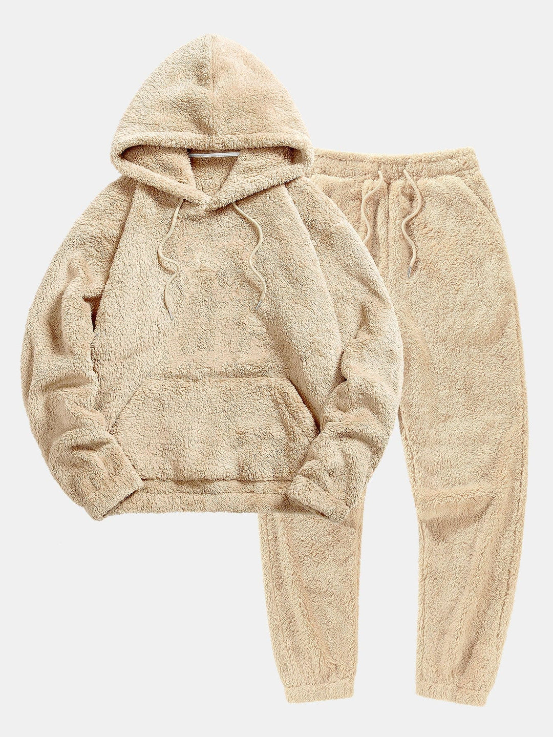 Damen flauschiger Zweiteiler: gemütlicher Hoodie und bequeme Jogginghose für entspannte Homewear, ideal für den Winter.