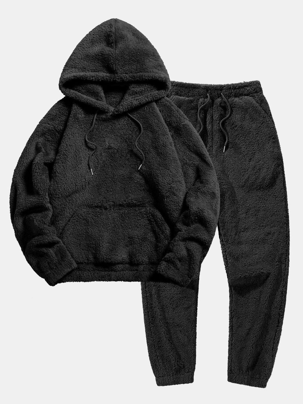 Stilvoller Damen Kuschelset: flauschiger Freizeitanzug mit lockerem Hoodie und Jogginghose für bequeme Wintertage.