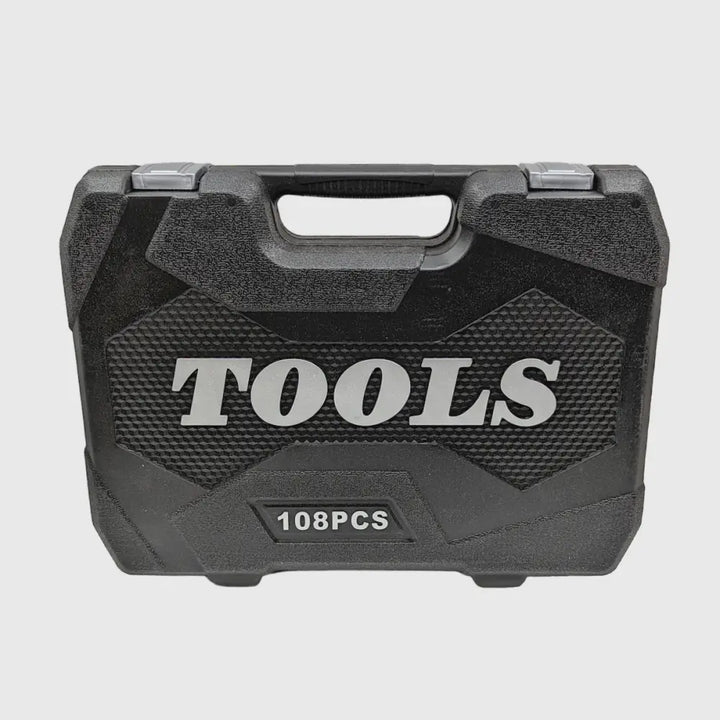 Vielfältige Torx-Bits und Nüsse aus dem 108-teiligen Chrom-Vanadium Ratschen-Schlüsselset.