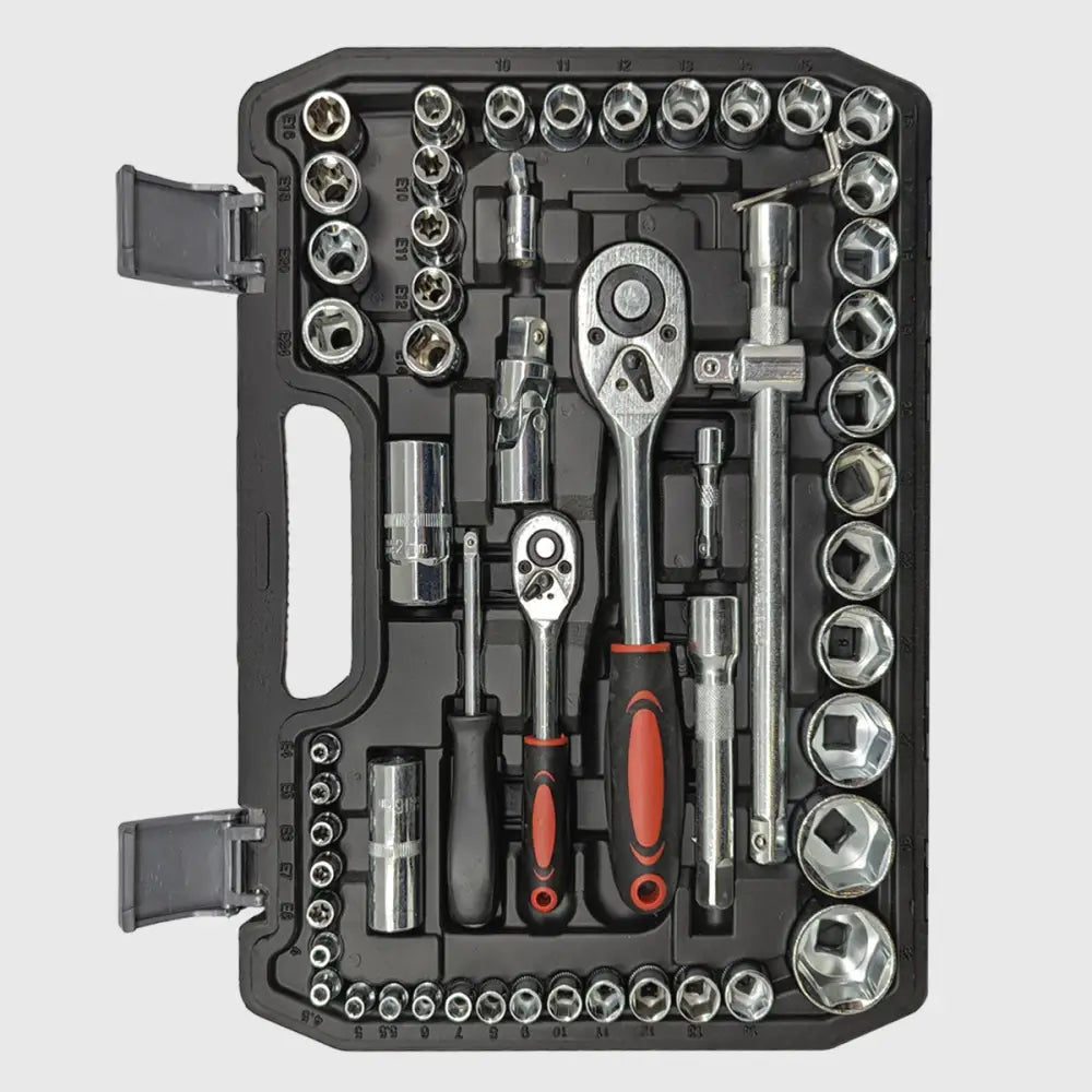 Umfassendes 108-teiliges Handwerkzeugset mit Ratschen & Schlüsseln aus robustem Chrom-Vanadium.