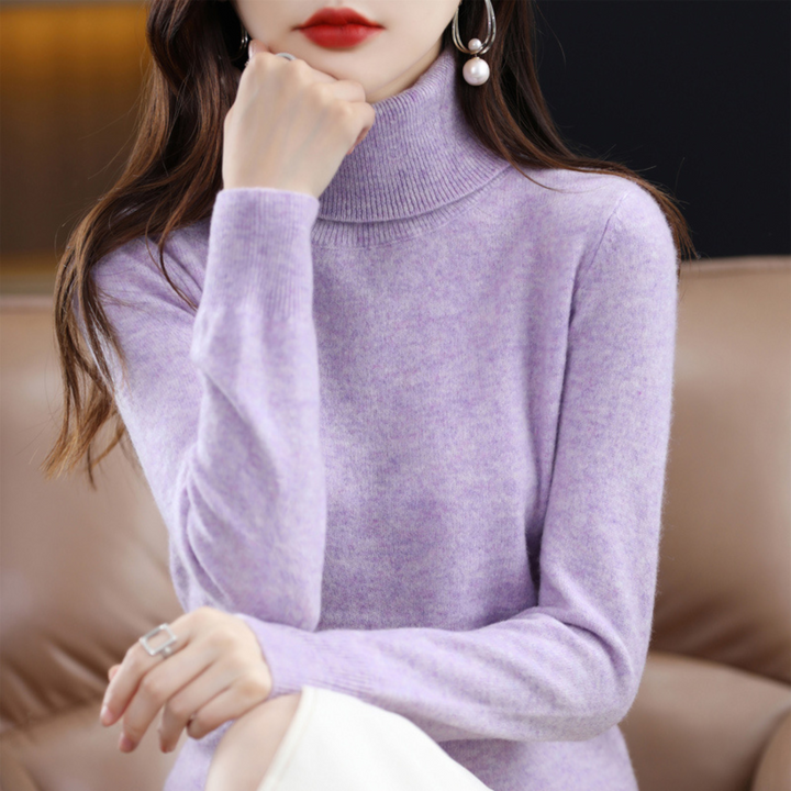 Vielseitiger Damen-Rollkragenpullover Elena aus Kaschmir. Ideal für Business & Freizeit, stilvoll & warm.