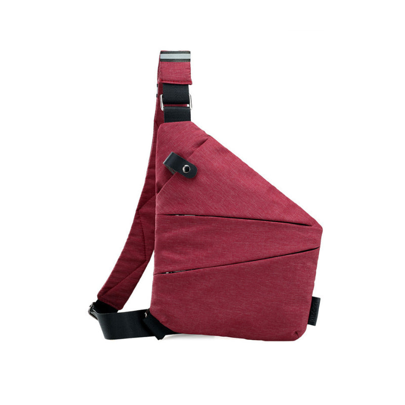 Hochwertige, strapazierfähige Oberfläche der Anti-Diebstahl-Schultertasche, detailreich.