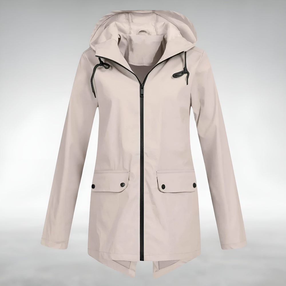 Leichte Damen Übergangsjacke, wasserdicht und atmungsaktiv, mit Kapuze für den Alltag.