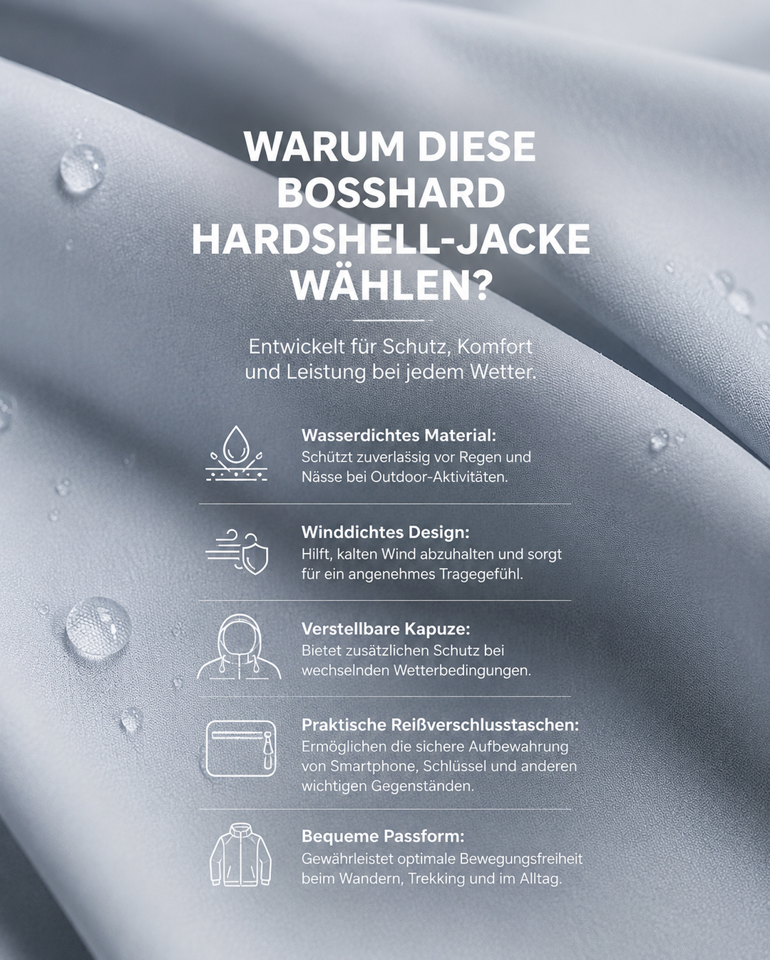 Robuste Herren Hardshell-Jacke, wasserdicht und atmungsaktiv, perfekt für anspruchsvolle Outdoor-Touren.