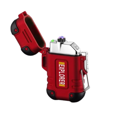 Wasserdichtes Survival Sturmfeuerzeug mit USB. Windfest für Notfall & Abenteuer.