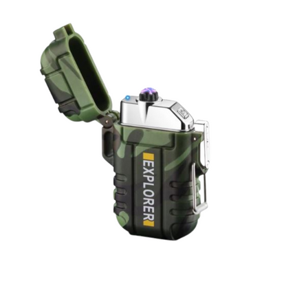 Kompaktes wasserdichtes USB Sturmfeuerzeug. Windfest & wiederaufladbar für Camping & Survival.