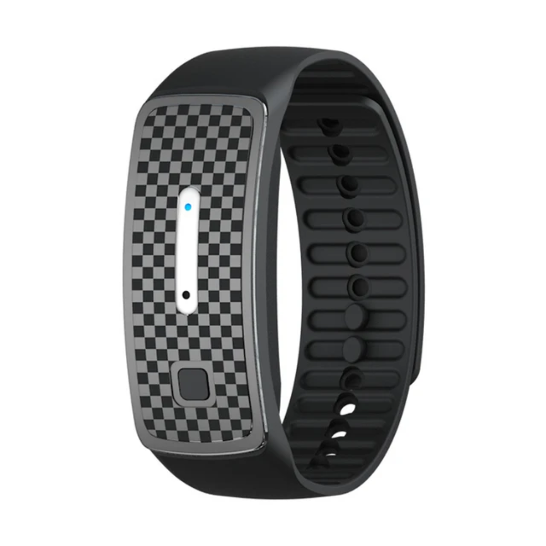 Schwarzes Ultraschall-Moskito-Armband, wasserfest & wiederaufladbar, bietet chemiefreien Schutz.