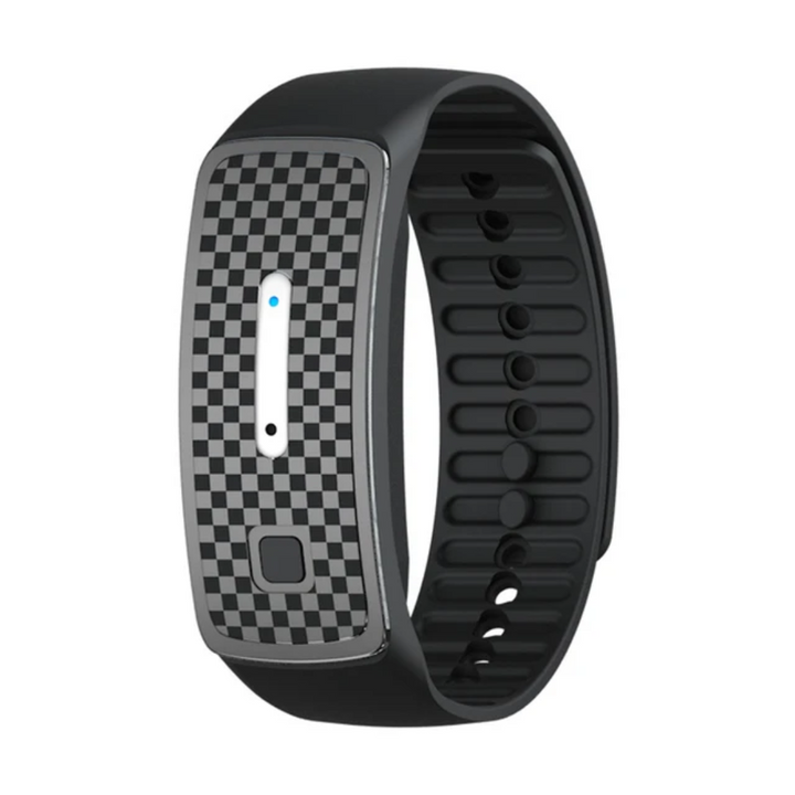 Schwarzes Ultraschall-Moskito-Armband, wasserfest & wiederaufladbar, bietet chemiefreien Schutz.