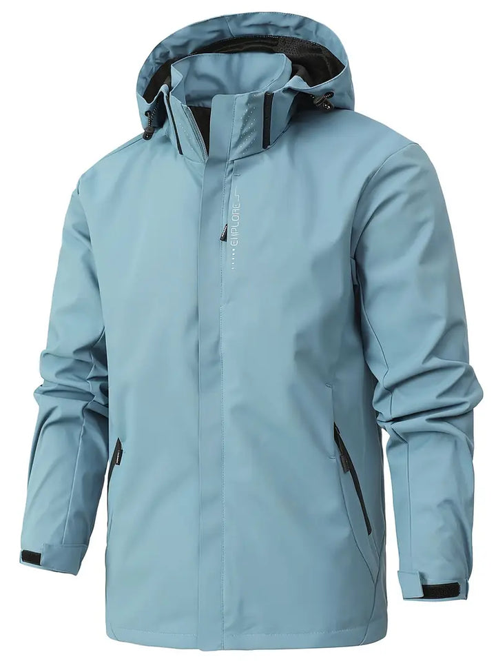 Herren Regenjacke mit Kapuze, wasserdicht für alle Outdoor-Abenteuer, bequem & funktional.