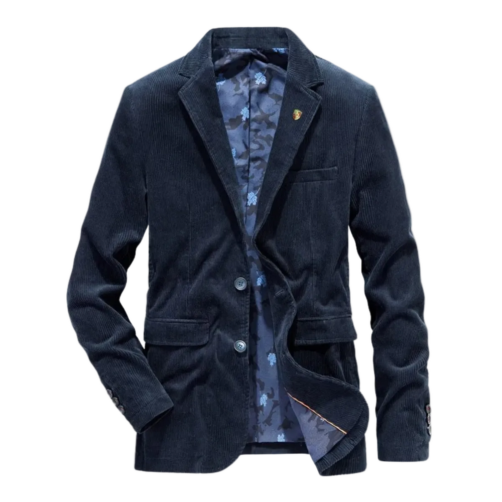 Stilvoller Herren Blazer für Smart Casual Look, mit eleganten Ellbogenpatches, ideal für Herbstmode & Business.