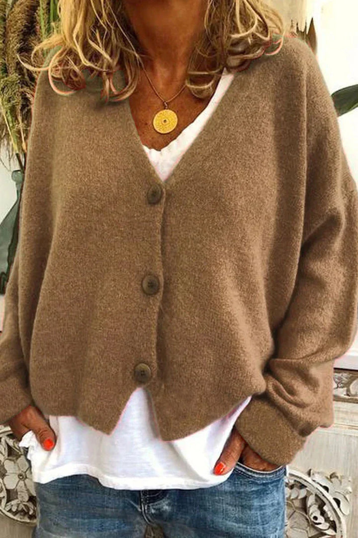 Damen Strickweste V-Ausschnitt, elegant & vielseitig. Perfekt für Herbst-, Winter- & Frühlingslooks.