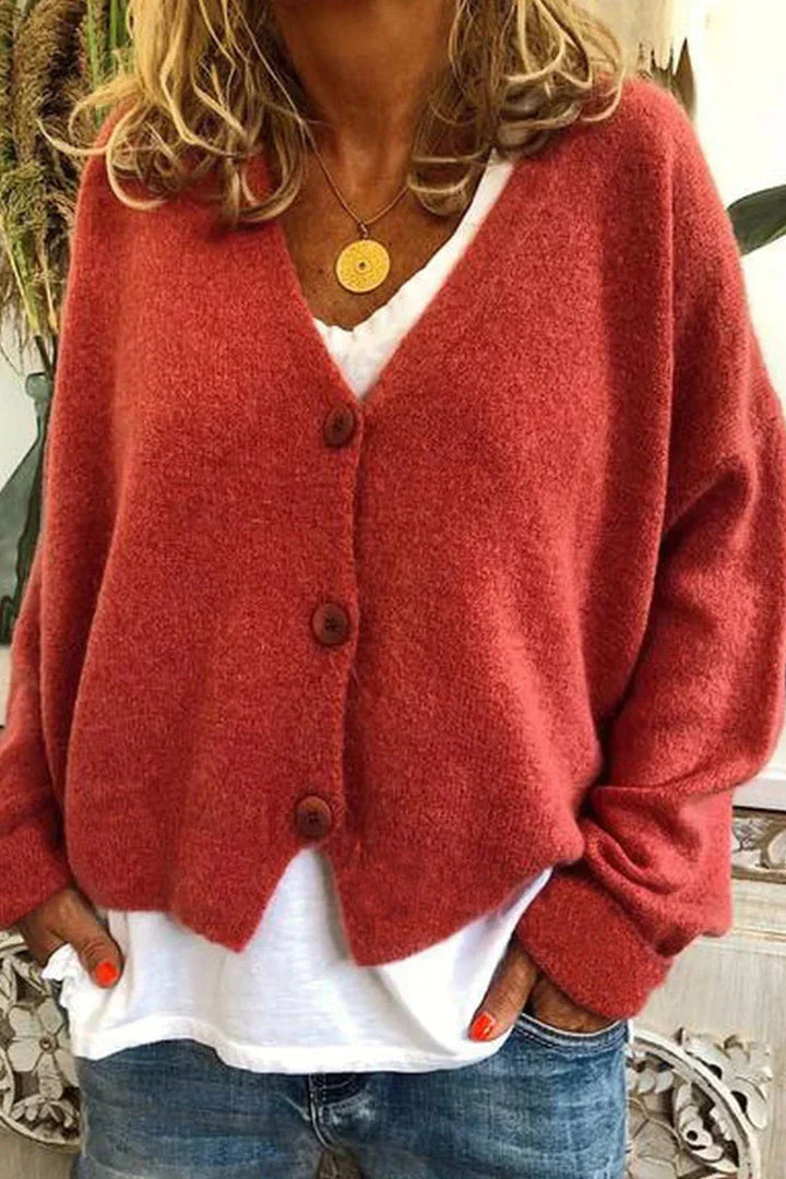 Einfarbige Damen Strickweste V-Ausschnitt. Klassisches Oberteil, ideal für Layering im Herbst/Winter.