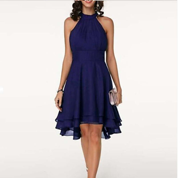 Vintello Damen-Neckholderkleid. Edles Cocktailkleid mit elegantem Stufenrock, ideal für festliche Anlässe & Partys.