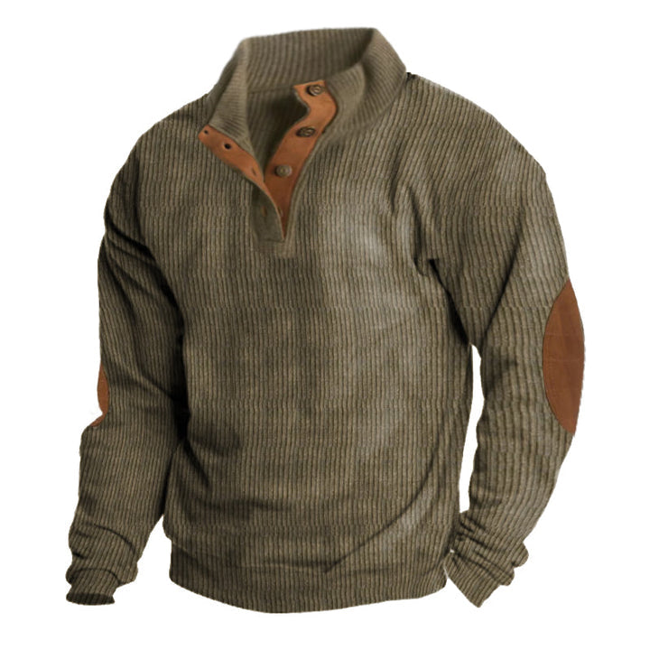 Unisex Strickpullover mit Knopfleiste. Bequemer Herren Winterpullover für Alltag, Freizeit & Büro, gerippt.