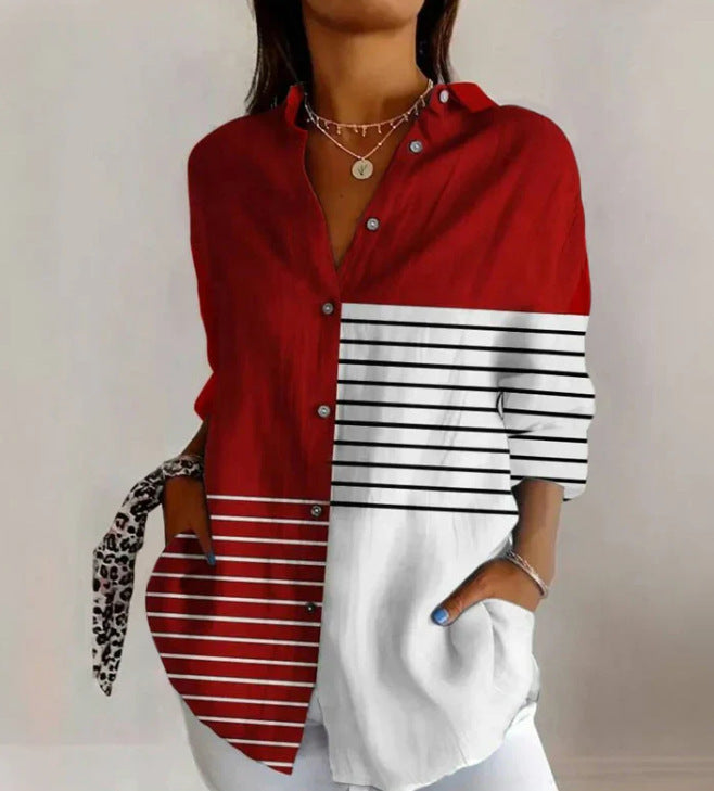 Alltagsmode: Damen Langarmbluse mit modernem Print, stilvoll & einfach zu kombinieren für jeden Look.