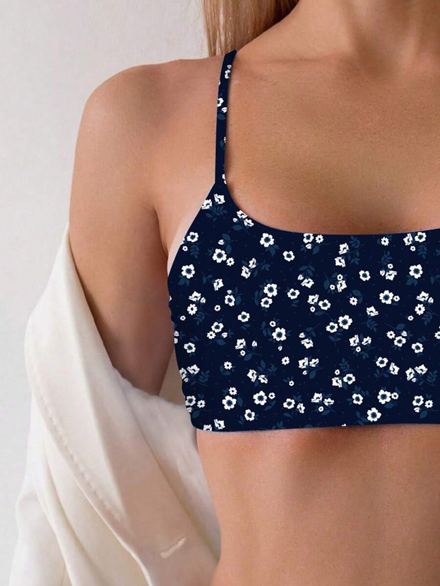 Eleganter floraler Damen Bikini Zweiteiler, High Waist. Bügellos und elastisch für den Sommerurlaub.