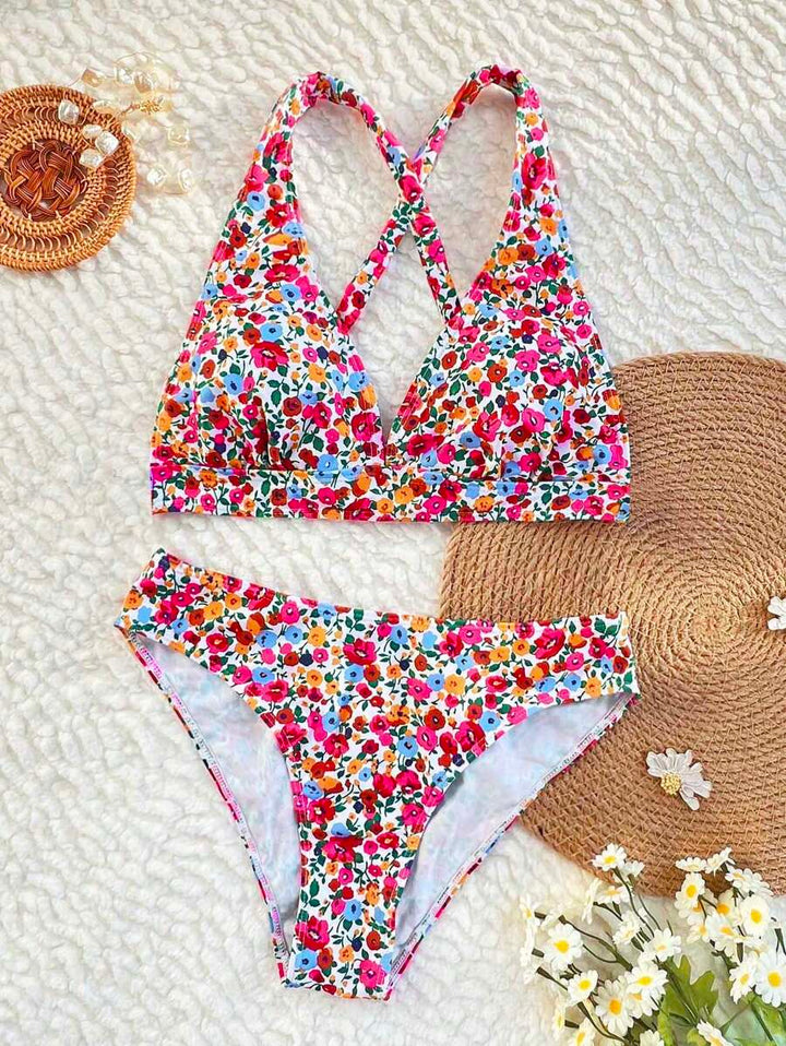 Damen Bikini Unterteil zum Blumen Halterneck Set, ideal für Strandbademode.