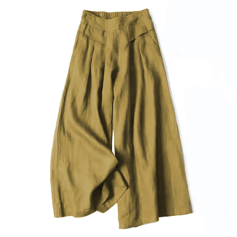 Unifarbene weite Herbsthose für Damen mit hoher Taille. Modisch & komfortabel, ideal für kühle Tage.
