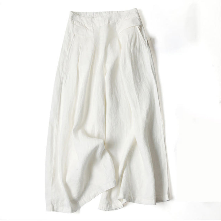 Warme Herbsthose für Damen: Weites Bein, hohe Taille, Gummibund. Komfortable Freizeithose für den Alltag.