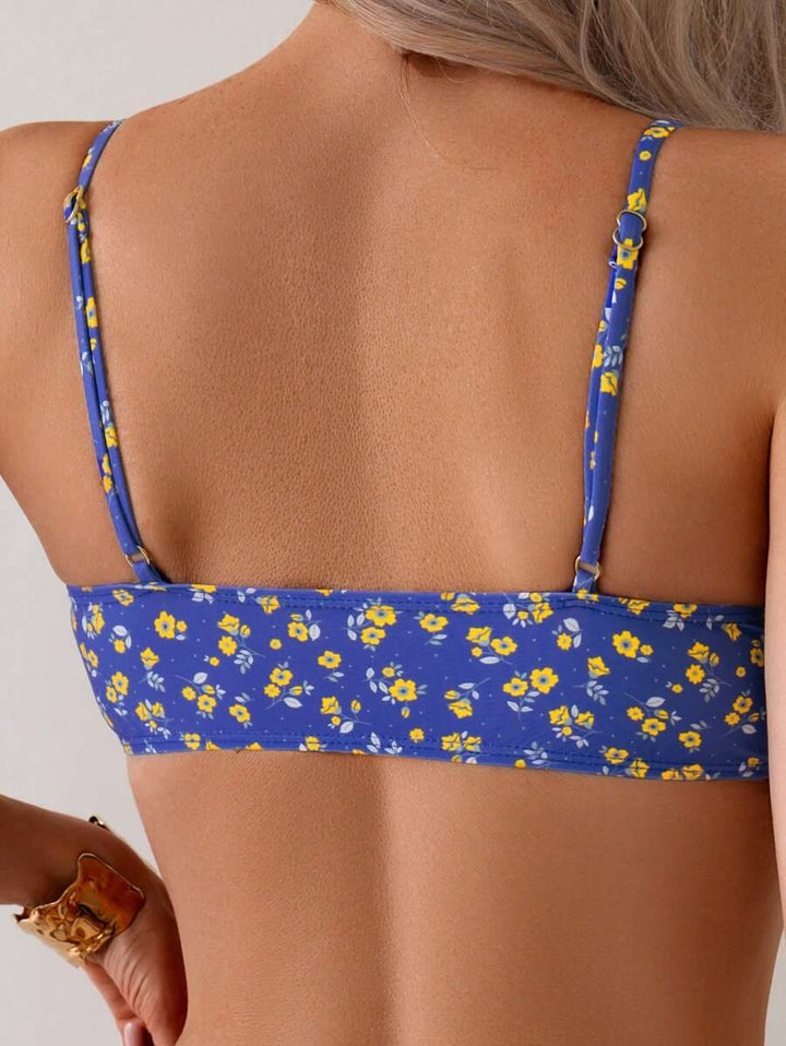 Sommerlicher Damen Zweiteiler Bikini, floral, High Waist. Bügellos & elastisch für unbeschwerte Tage.