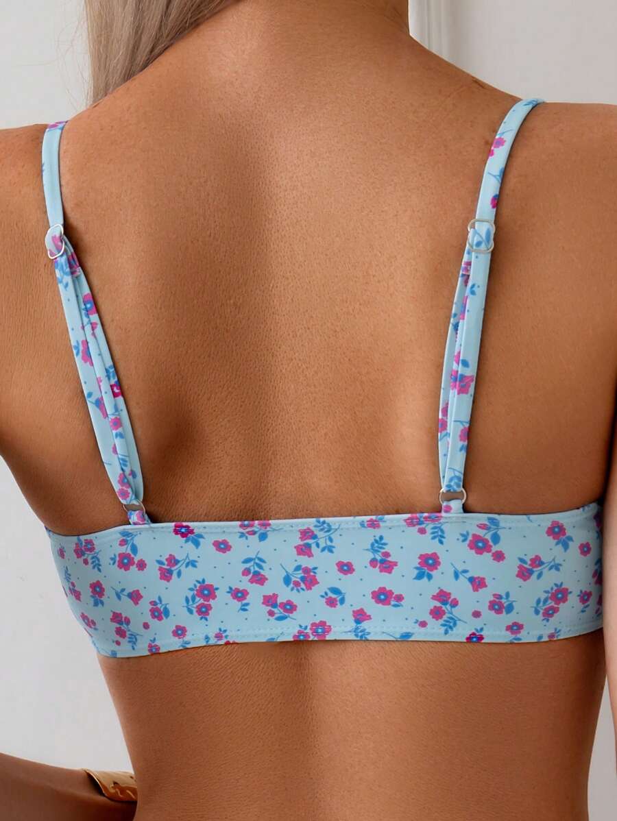 Stylischer Damen Bikini Zweiteiler, floral, High Waist. Bügellos & elastisch – ideal für heiße Tage.