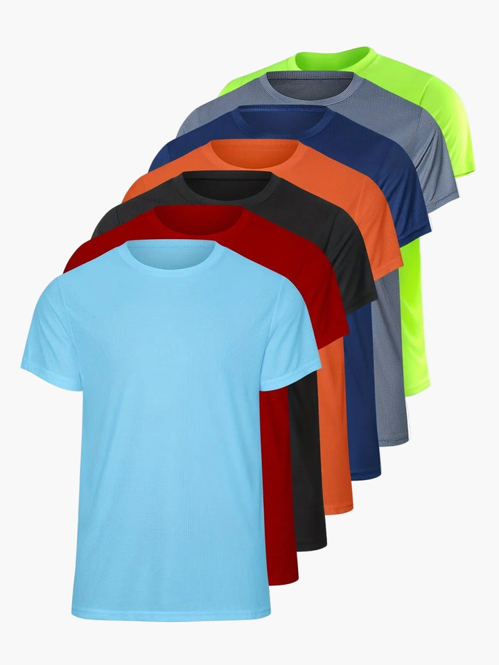 Herren Sport T-Shirt 7er-Pack für Fitness & Laufen. Atmungsaktive Kurzarm Trainingsshirts, ideal für Sommer-Freizeit.