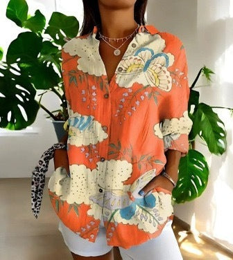 Elegante Damenbluse mit Print, ideal für Business-Meetings, Dinner oder entspannte Abende zu Hause.