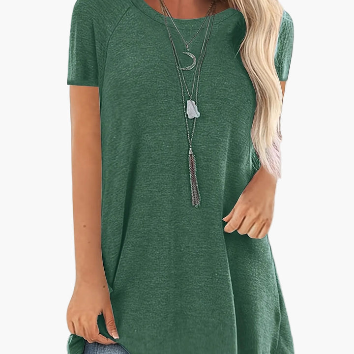 Damen Tunika T-Shirt in Rot, lässiges Kurzarm Oberteil für Sommer & Freizeit.