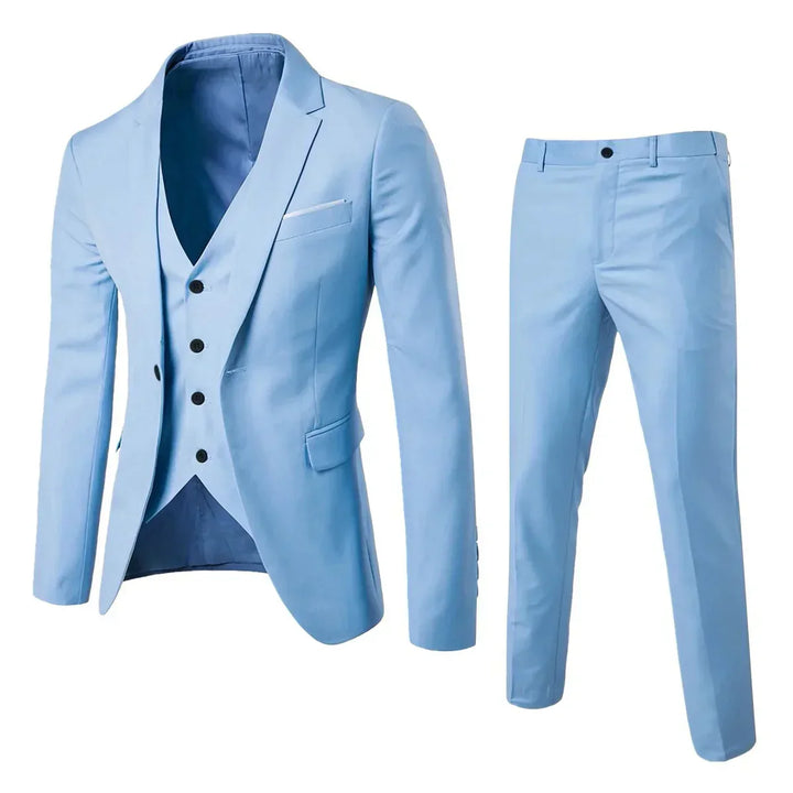 Stilvoller Herren Business Anzug Dreiteiler mit Sakko, Weste & Hose. Ideal für Büro, formelle Anlässe & Hochzeiten.