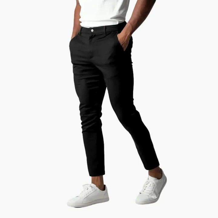 Herren Chinohose mit elastischem Bund, geradem Bein. Komfortable Business Casual Hose für Männer.