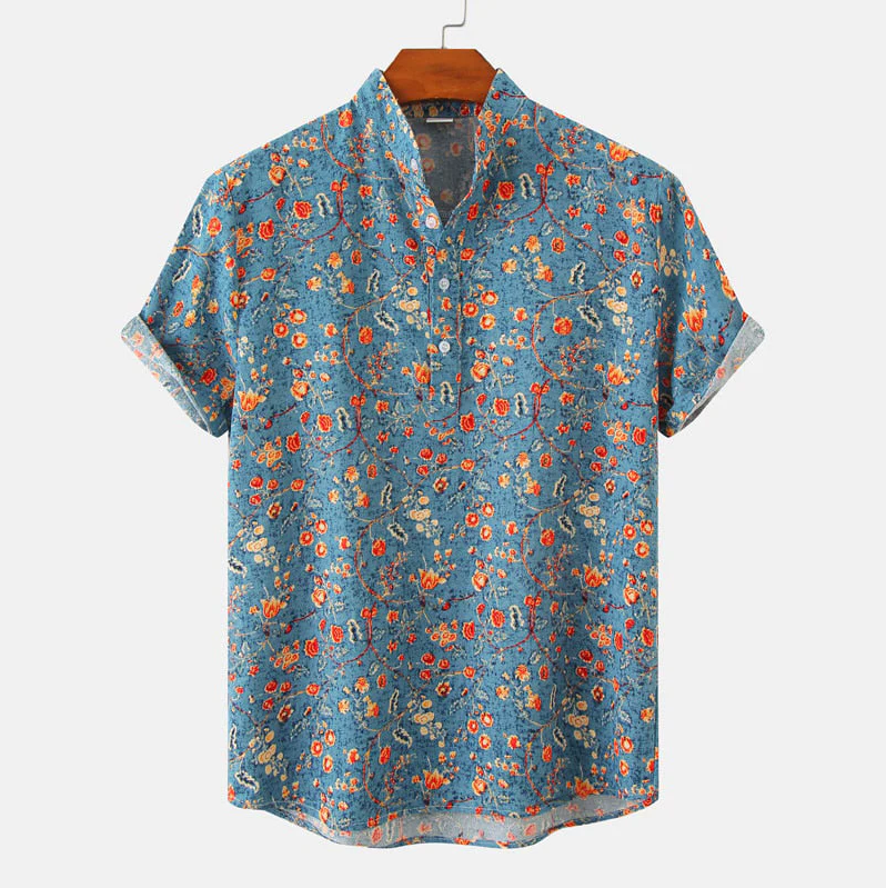 Elegantes grünes Sommerhemd für Herren, kurzärmlig, atmungsaktiv und perfekt für stilvolle Freizeitlooks.