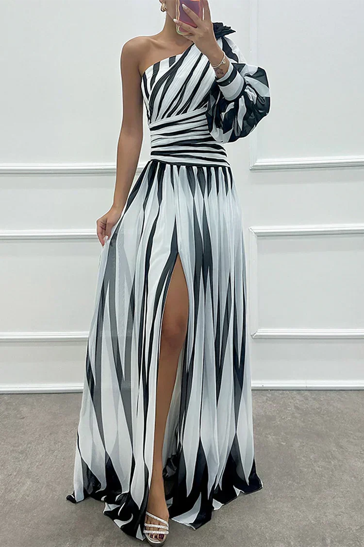 Festliches, langes Damen One-Shoulder Abendkleid; schickes Cocktailkleid für festliche Events.