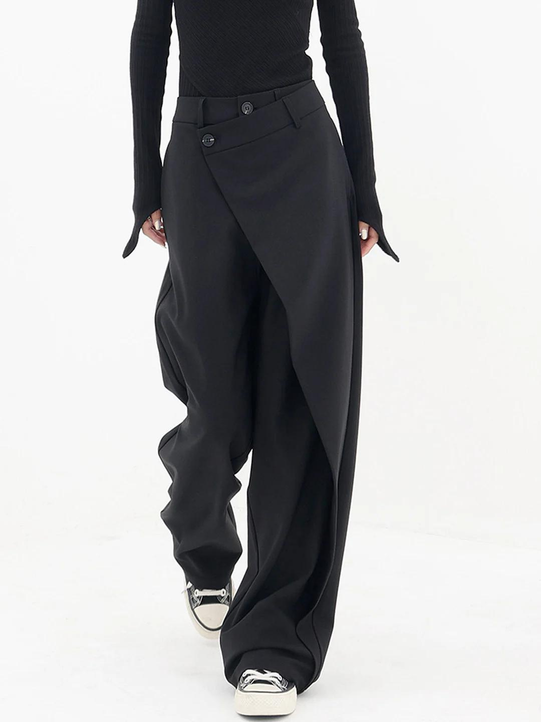 Moderne weite Damen Hose, Baggy-Stil für Streetwear und Freizeit. Komfortabel für urbanen Look, schwarz.