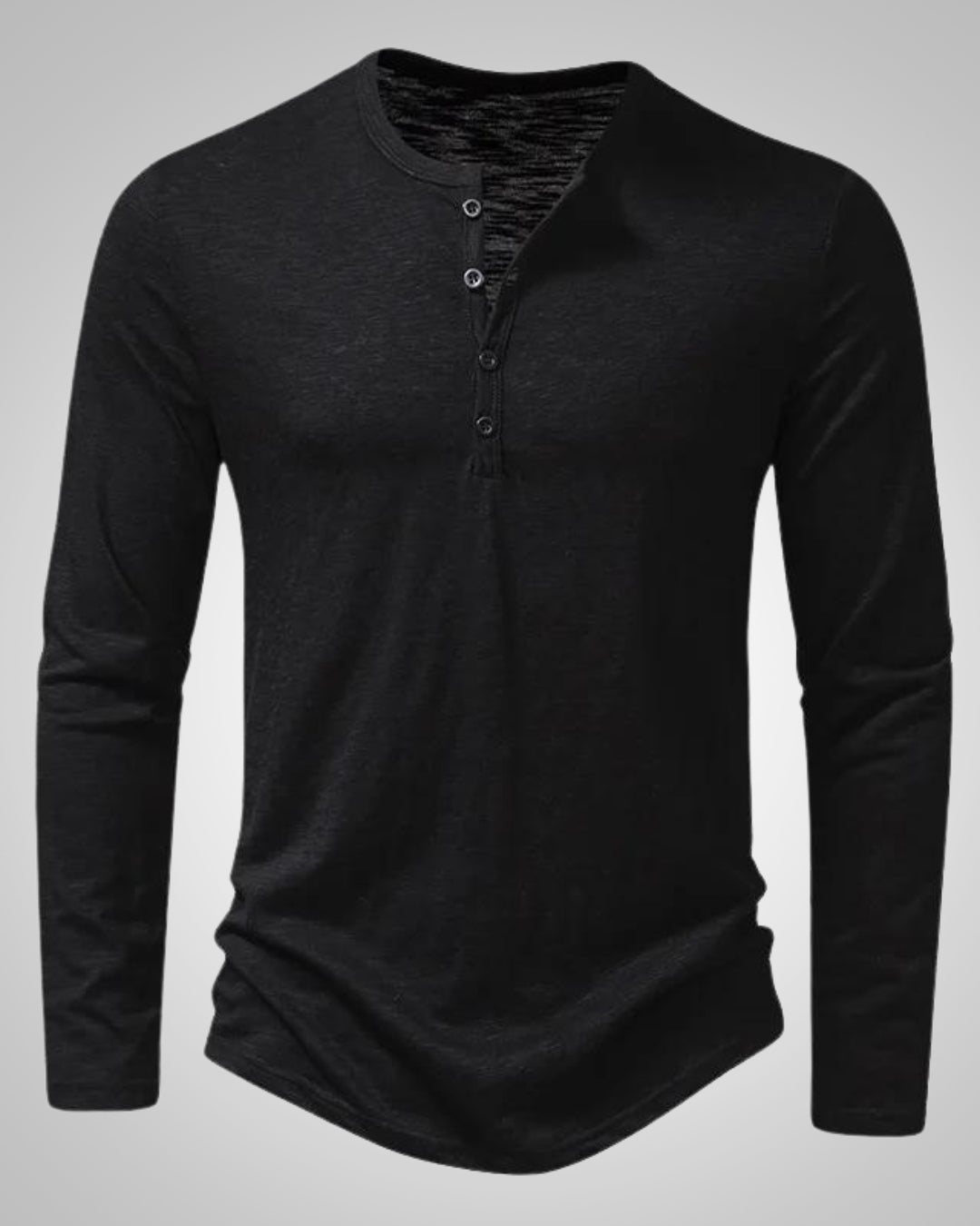 Detailansicht: Hochwertiges Herren Langarm Henley Shirt, Slim Fit, mit weichem Stoff für optimalen Komfort.