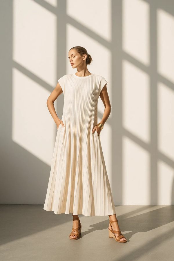 Bequemes Sommer-Maxikleid für Damen, ärmellos, einfarbig und elegant, perfekt als Freizeitkleid.