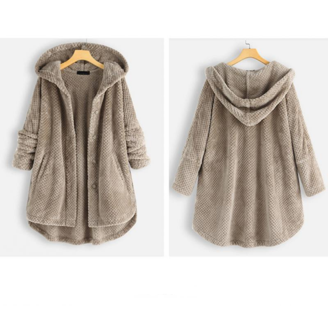 Praktische Damen Übergangsjacke mit Kapuze, wendbar. Perfekt für wechselhaftes Wetter, stilvoll und warm.