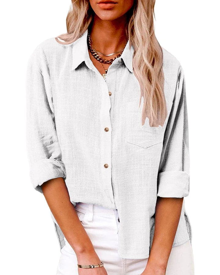 Zeitlose Damenbluse mit langen Ärmeln im Regular Fit. Eine elegante Wahl für Business Casual, Freizeit & Alltag.