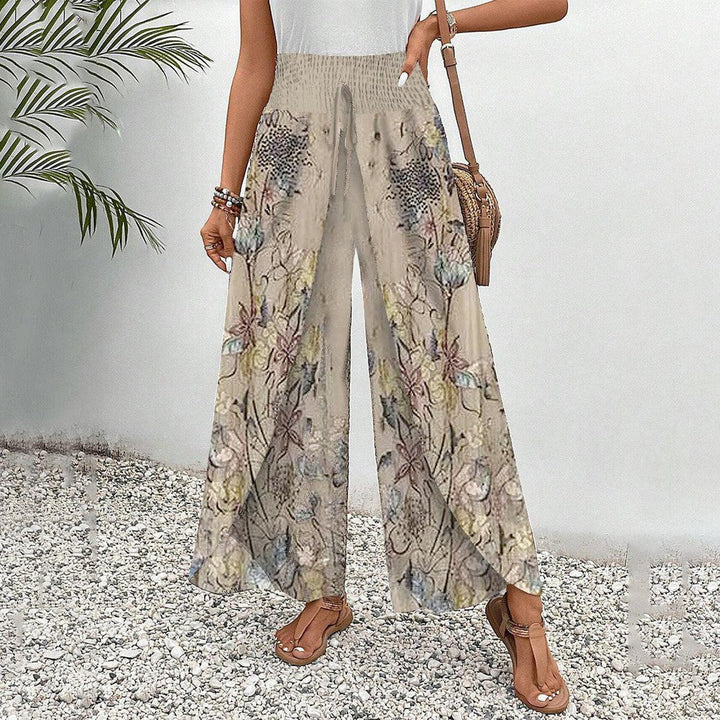 Bequeme Damen Sommerhose mit elegantem Blumenmuster; ideal für Freizeit, Urlaub & Alltag.