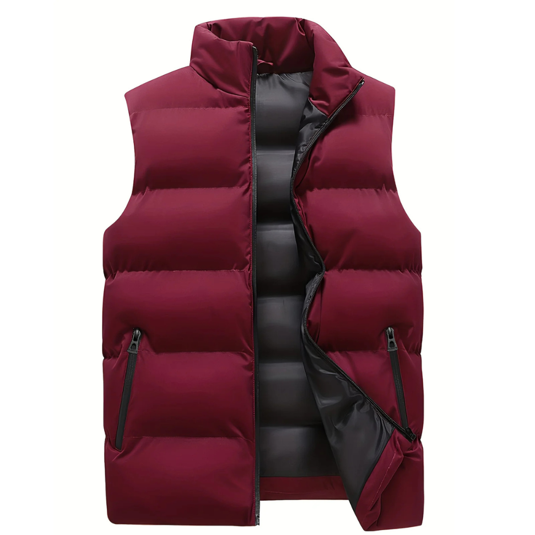 Komfortable Herren Steppweste für den Alltag in Rot, eine elegante und leichte Übergangsjacke für Männer.