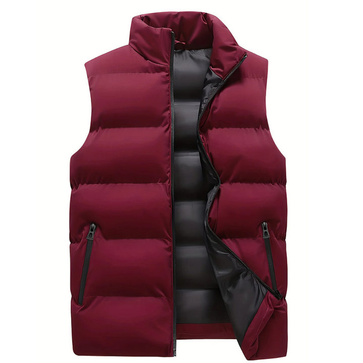 Komfortable Herren Steppweste für den Alltag in Rot, eine elegante und leichte Übergangsjacke für Männer.